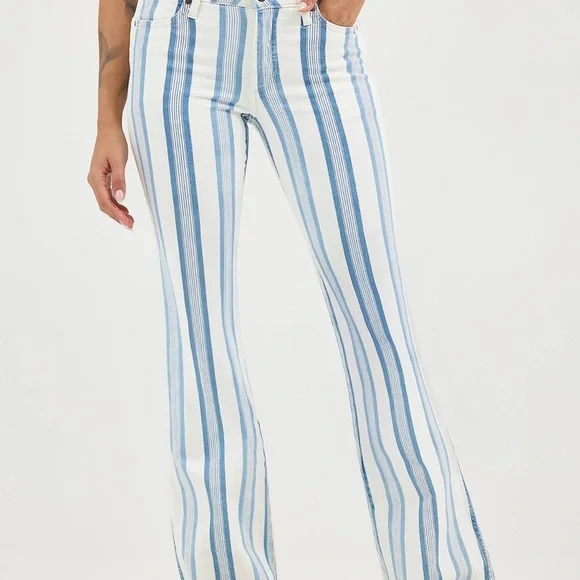 Women’s Wrangler retro striped Bailey high rise flare jean - Picture 1 of 10